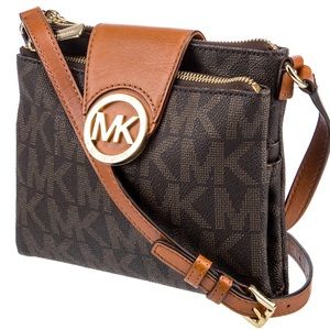 Michael Kors Collection Brown and Gold Crossbody Bag